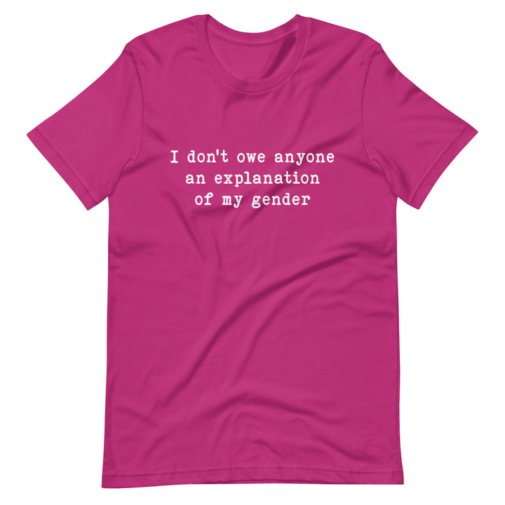 I Don't Owe Anyone An Explanation Of My Gender T-Shirt T-shirts The Rainbow Stores