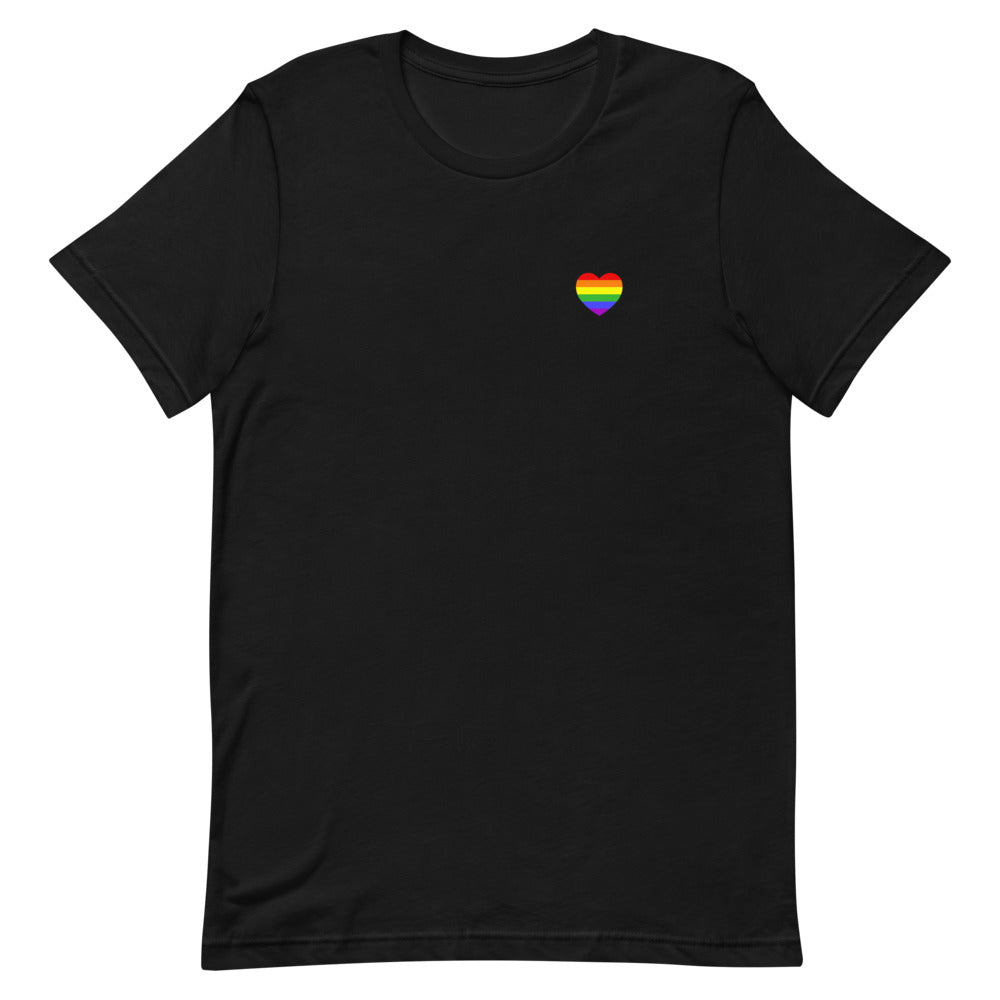 Rainbow Pride Flag Small Heart T-Shirt T-shirts The Rainbow Stores