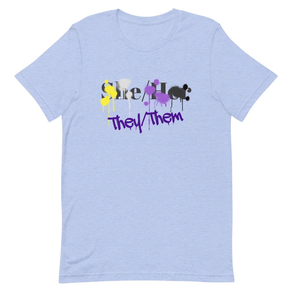 Non-Binary (They/Them Not She/Her) Splash T-shirt T-shirts The Rainbow Stores