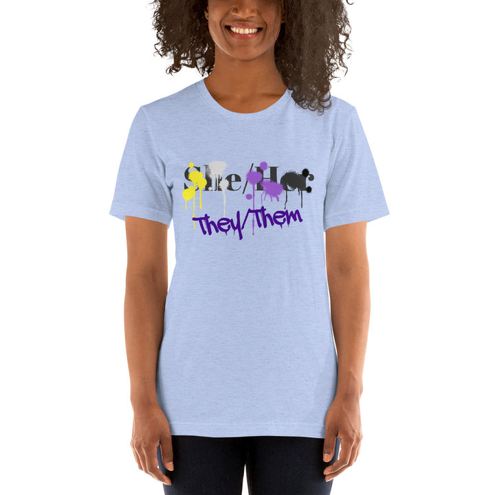 Non-Binary (They/Them Not She/Her) Splash T-shirt T-shirts The Rainbow Stores