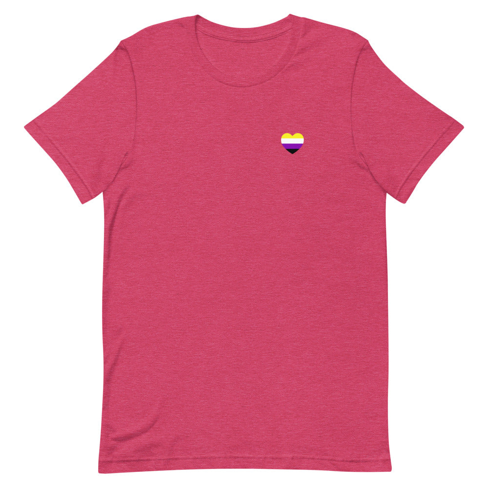 Non-Binary Small Heart Flag T-Shirt T-shirts The Rainbow Stores