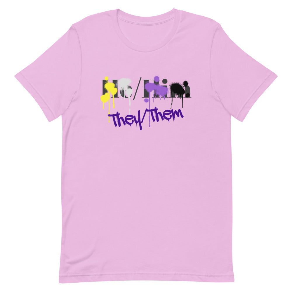 Non-Binary Splash (They/Them Not He/Him) T-Shirt T-shirts The Rainbow Stores