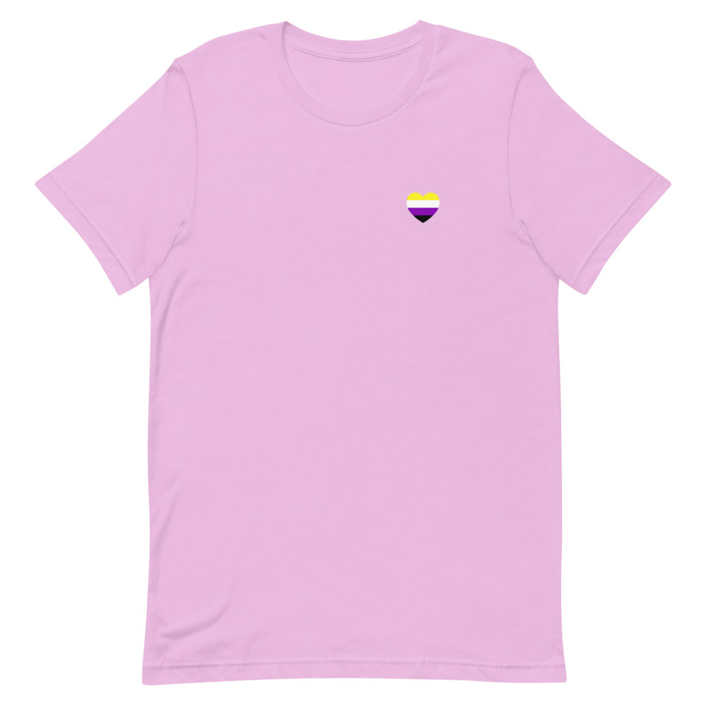 Non-Binary Small Heart Flag T-Shirt T-shirts The Rainbow Stores