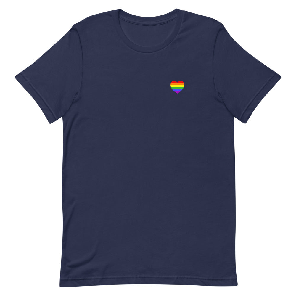 Rainbow Pride Flag Small Heart T-Shirt T-shirts The Rainbow Stores