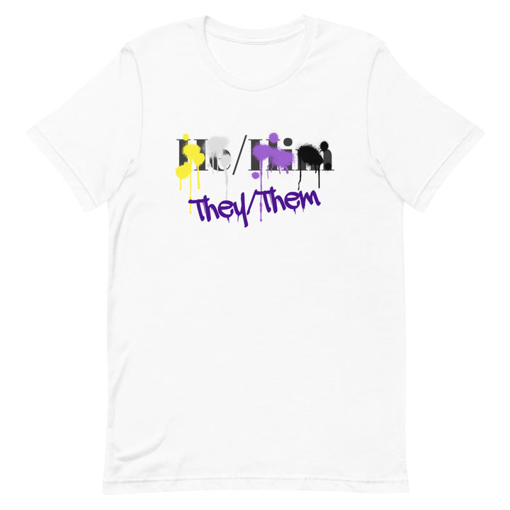 Non-Binary Splash (They/Them Not He/Him) T-Shirt T-shirts The Rainbow Stores