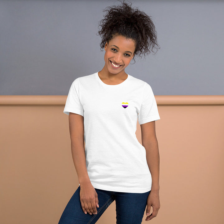 Non-Binary Small Heart Flag T-Shirt T-shirts The Rainbow Stores