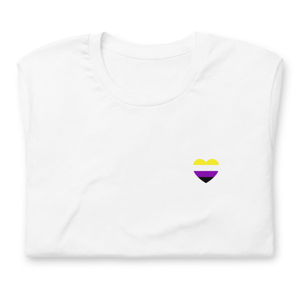 Non-Binary Small Heart Flag T-Shirt T-shirts The Rainbow Stores