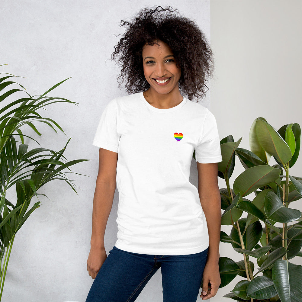 Rainbow Pride Flag Small Heart T-Shirt T-shirts The Rainbow Stores