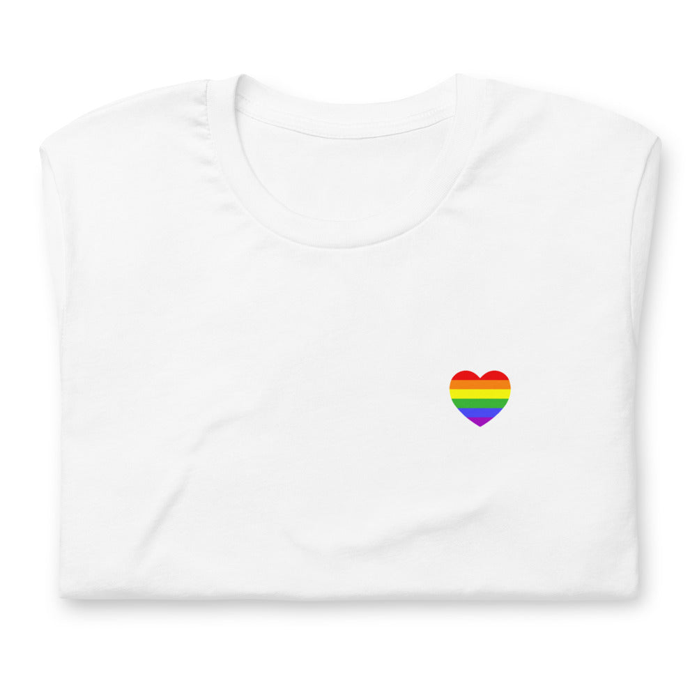 Rainbow Pride Flag Small Heart T-Shirt T-shirts The Rainbow Stores