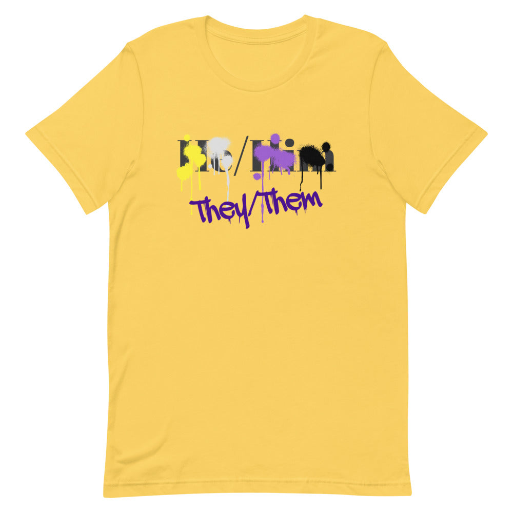 Non-Binary Splash (They/Them Not He/Him) T-Shirt T-shirts The Rainbow Stores