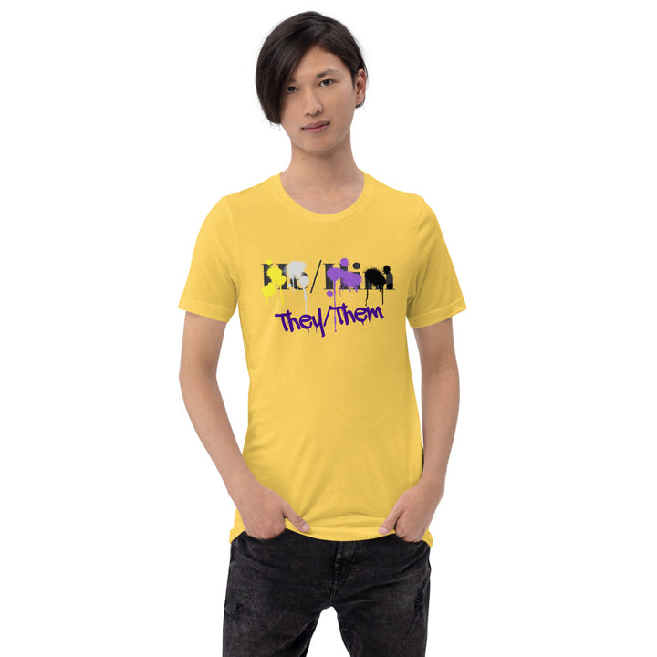 Non-Binary Splash (They/Them Not He/Him) T-Shirt T-shirts The Rainbow Stores