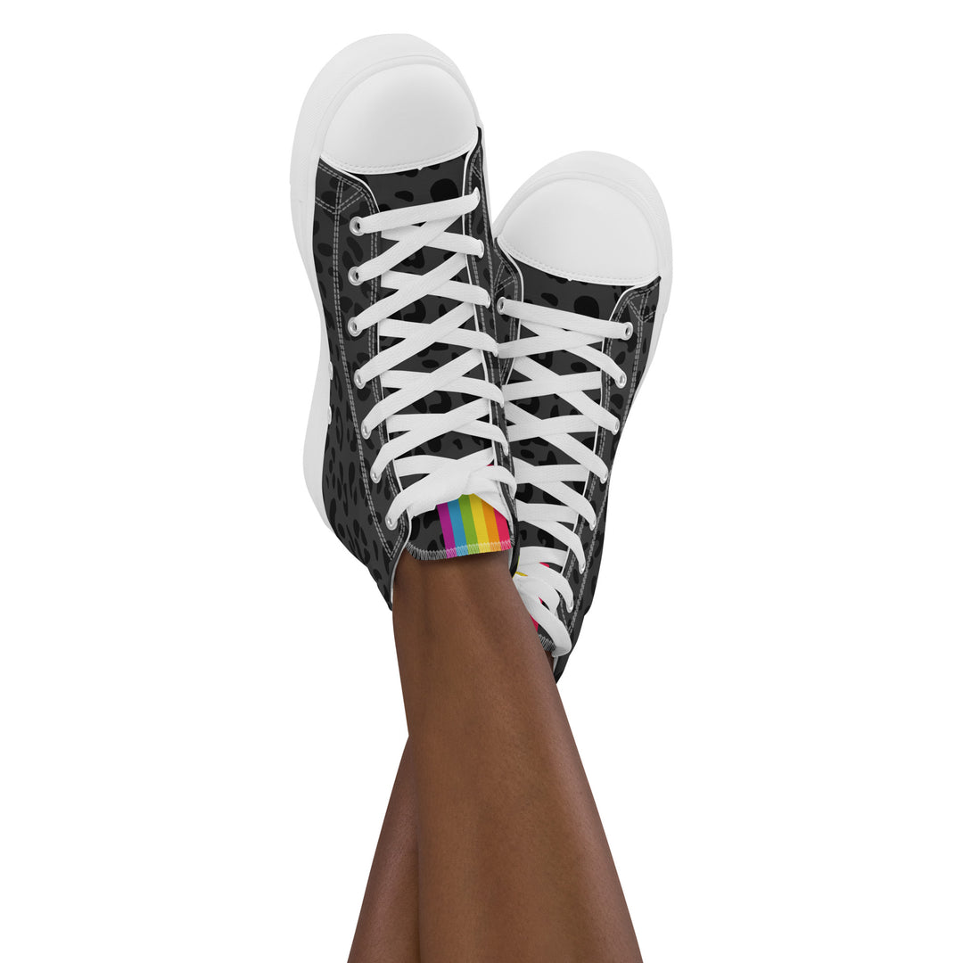 Rainbow Pride Flash Black Leopard High Top Trainers (female sizes) High Tops The Rainbow Stores