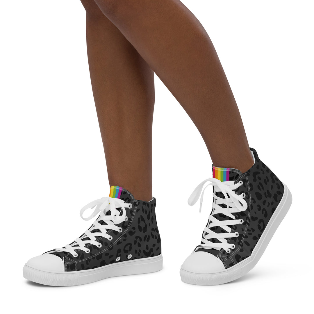 Rainbow Pride Flash Black Leopard High Top Trainers (female sizes) High Tops The Rainbow Stores