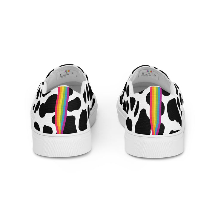 Rainbow Cow Print Slip-on Canvas Shoes (female sizes) Slip Ons The Rainbow Stores