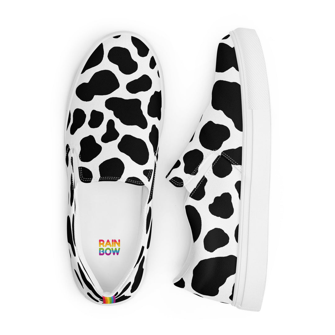 Rainbow Cow Print Slip-on Canvas Shoes (female sizes) Slip Ons The Rainbow Stores