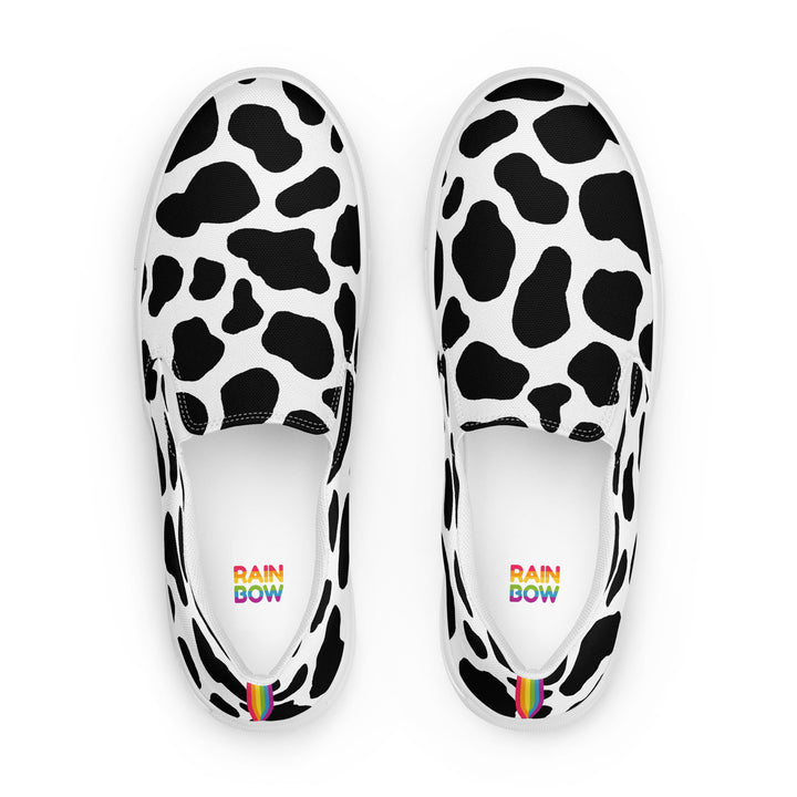 Rainbow Cow Print Slip-on Canvas Shoes (female sizes) Slip Ons The Rainbow Stores