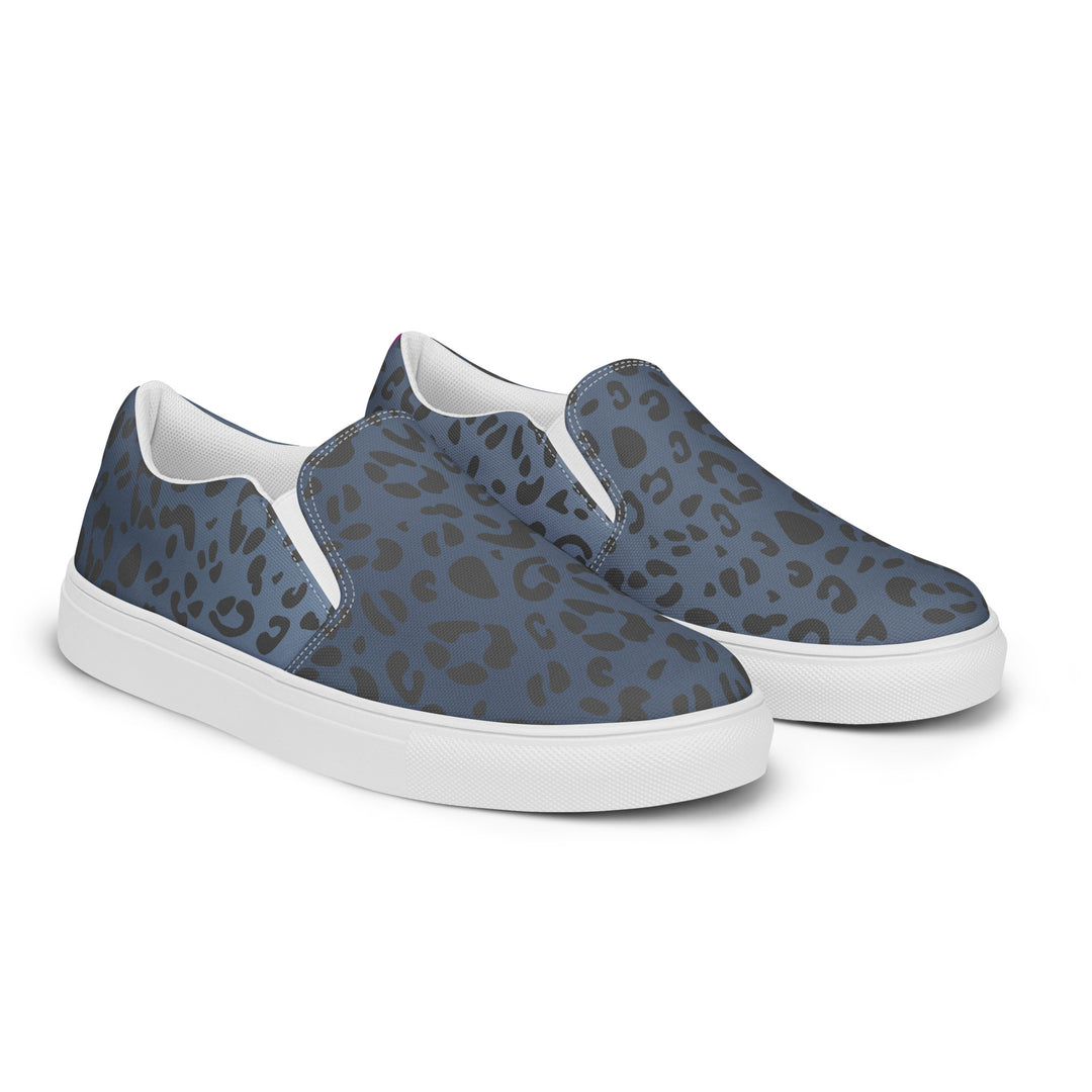 Rainbow Blue Leopard Print Slip-on Canvas Shoes (female sizes) Slip Ons The Rainbow Stores