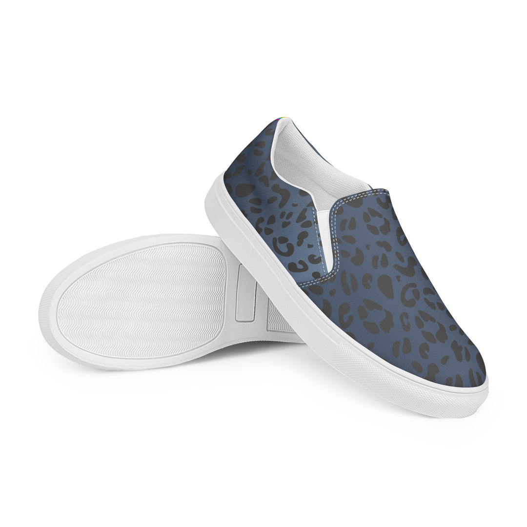 Rainbow Blue Leopard Print Slip-on Canvas Shoes (female sizes) Slip Ons The Rainbow Stores